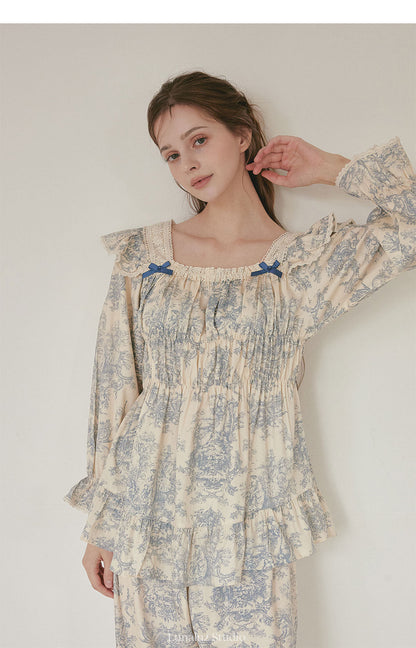 LUNALUZ WOMEN Versailles Square Neck Modal Cotton Pajama Set