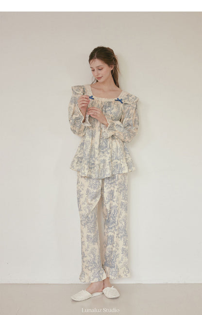 LUNALUZ WOMEN Versailles Square Neck Modal Cotton Pajama Set