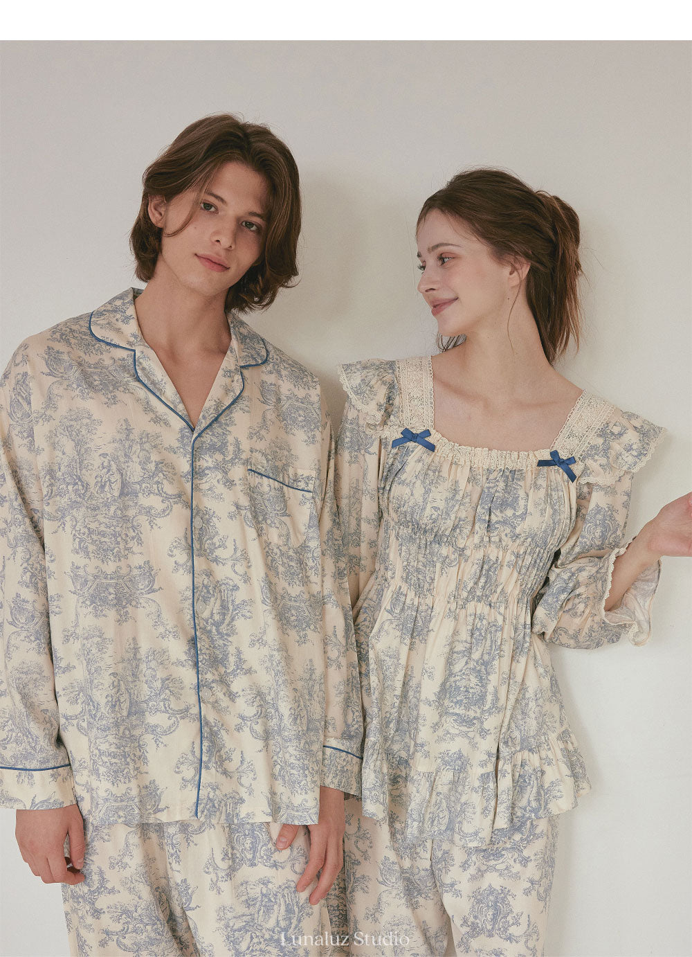 LUNALUZ MEN Versailles Modal Cotton Pajama Set