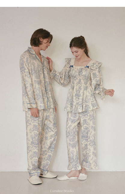 LUNALUZ WOMEN Versailles Square Neck Modal Cotton Pajama Set