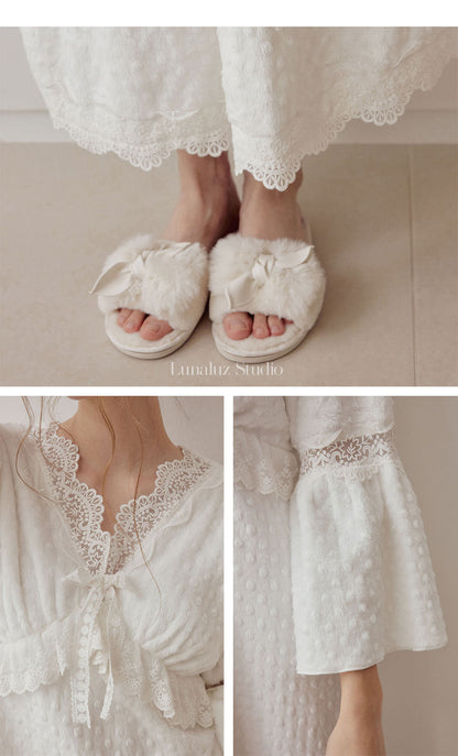 LUNALUZ WOMEN Teresa Embossing Fur Dress Pajama