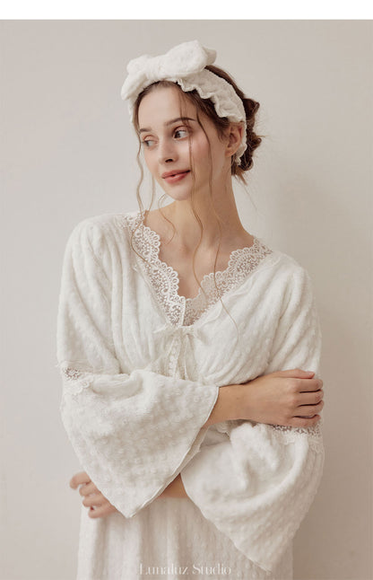 LUNALUZ WOMEN Teresa Embossing Fur Dress Pajama