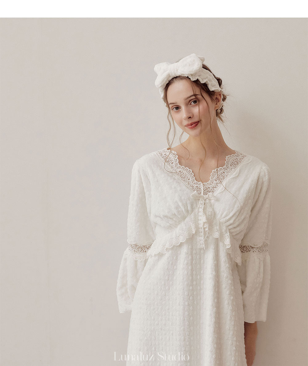 LUNALUZ WOMEN Teresa Embossing Fur Dress Pajama