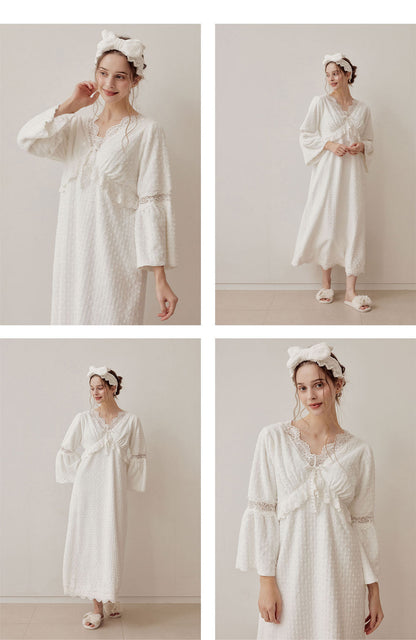 LUNALUZ WOMEN Teresa Embossing Fur Dress Pajama