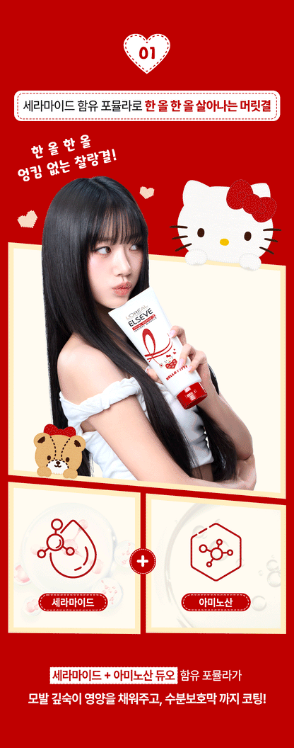 L'Oreal Paris Total Repair 5 Treatment 400ml (2ea) (HELLO KITTY Edition) + Pouch