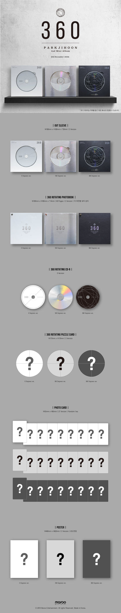 PARK JIHOON - 360 (2nd Mini Album) (Random Ver.)
