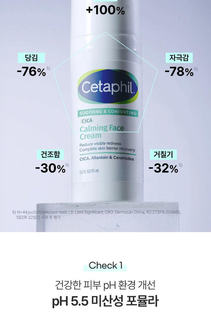 Cetaphil - Soothing & Comforting CICA Calming Face Cream 45ml + CICA Cream 10ml & Keyring (CHUEI LI YU Pick)