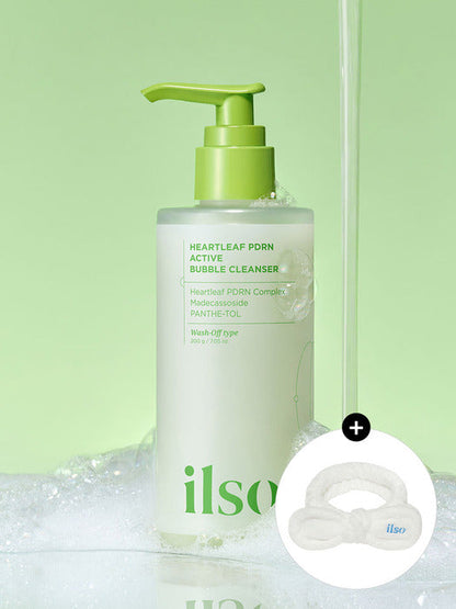 ilso Heartleaf PDRN Active Bubble Cleanser 200ml Skincare Headband