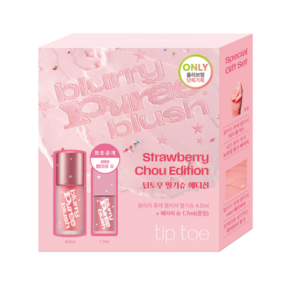 tip toe Blurry Puree Blush [Baby Chou Eiditon] F01 Strawberry Chou + Mini Blusher