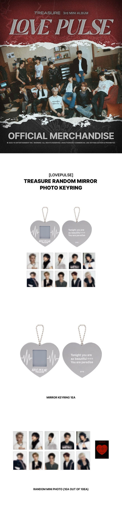 TREASURE - Lovepulse (Treasure Random Mirror Photo Keyring)