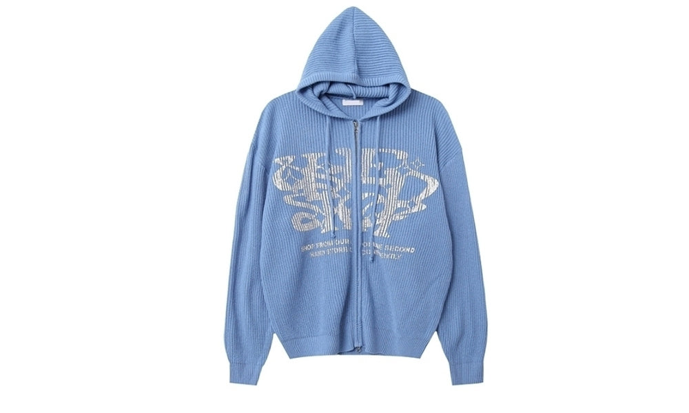Huecloset - Lettering Hooded Zip-Up Knit (ATEEZ Wear)