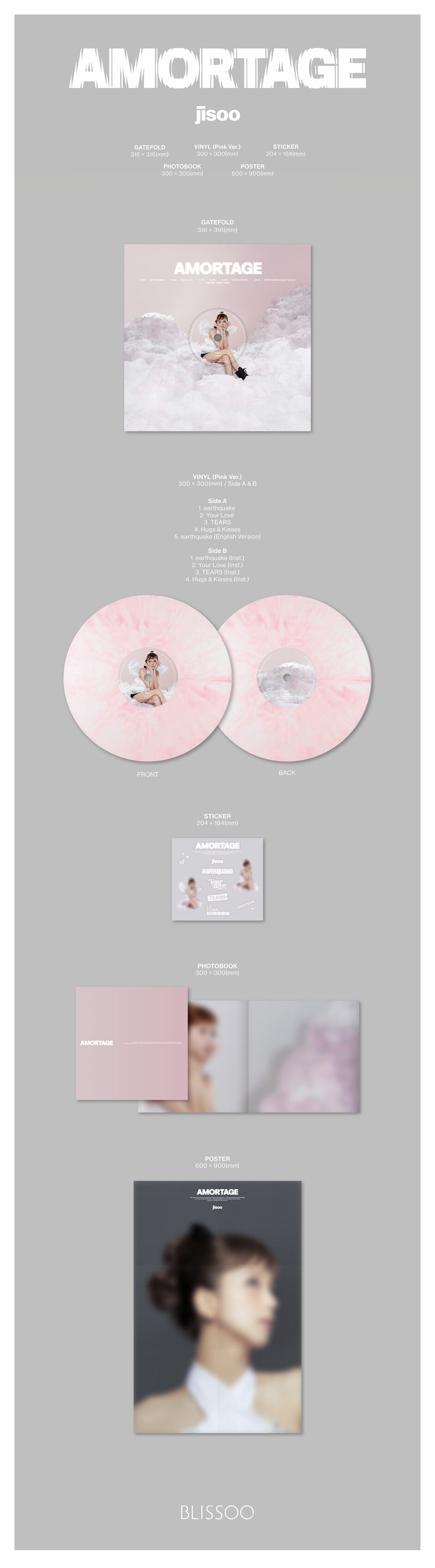 [DEALS] JISOO - AMORTAGE (1st Mini Album) Color LP PINK Ver.