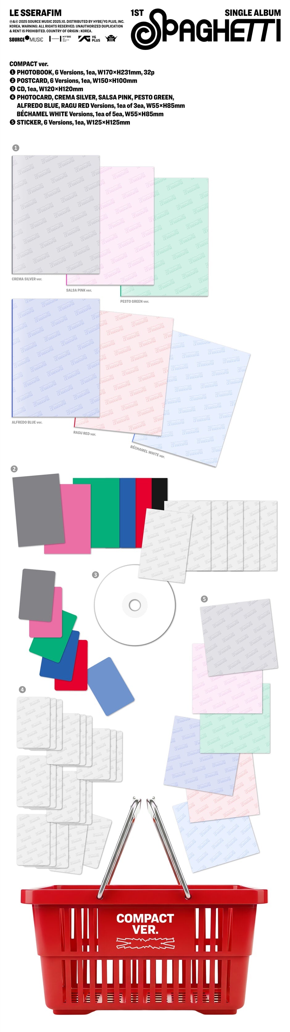 [PRE-ORDER] LE SSERAFIM - SPAGHETTI (1st Single Album) Compact Ver. (Random Ver.)