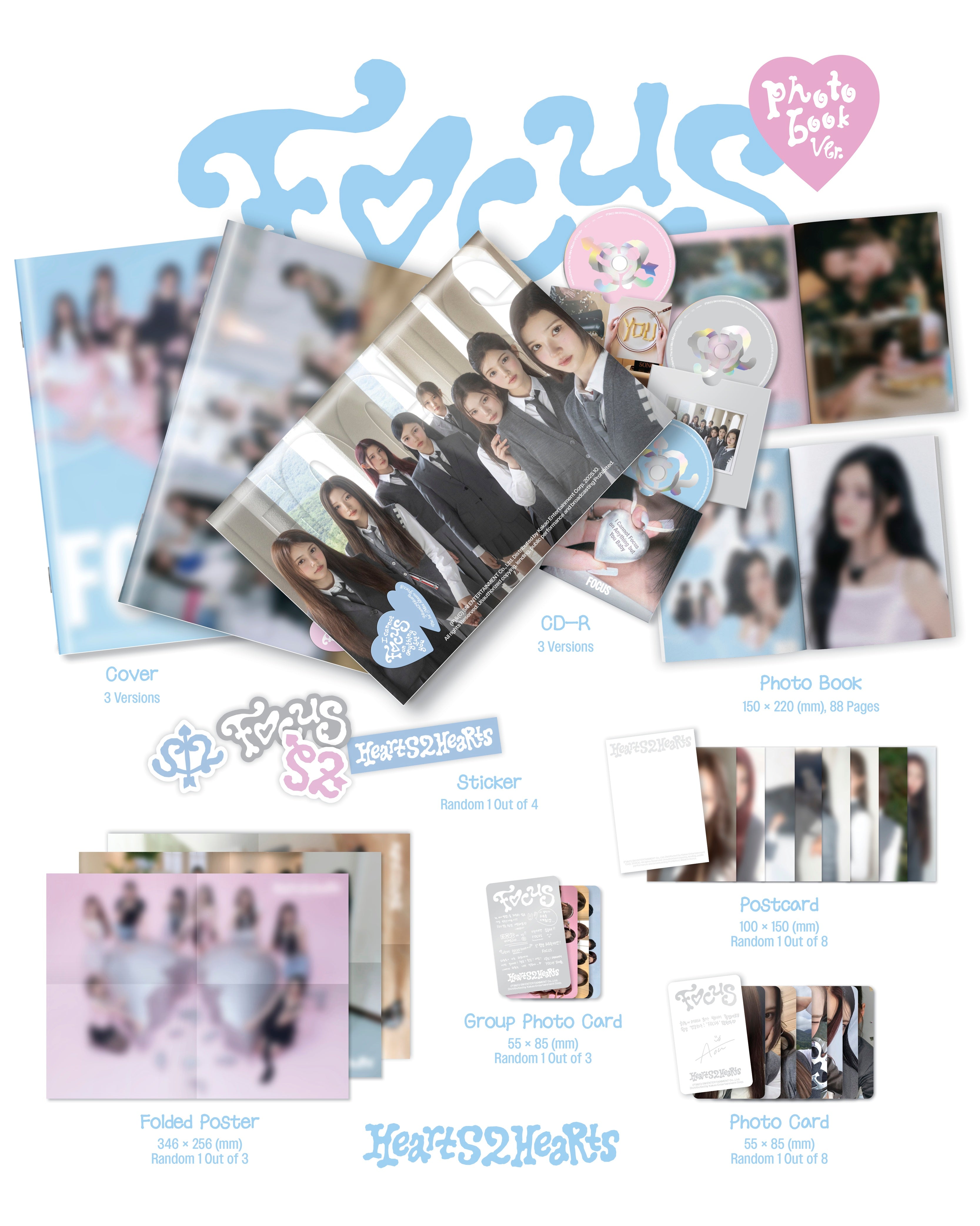 Hearts2Hearts - FOCUS (1st Mini Album) Photobook Ver. (Random Ver.)
