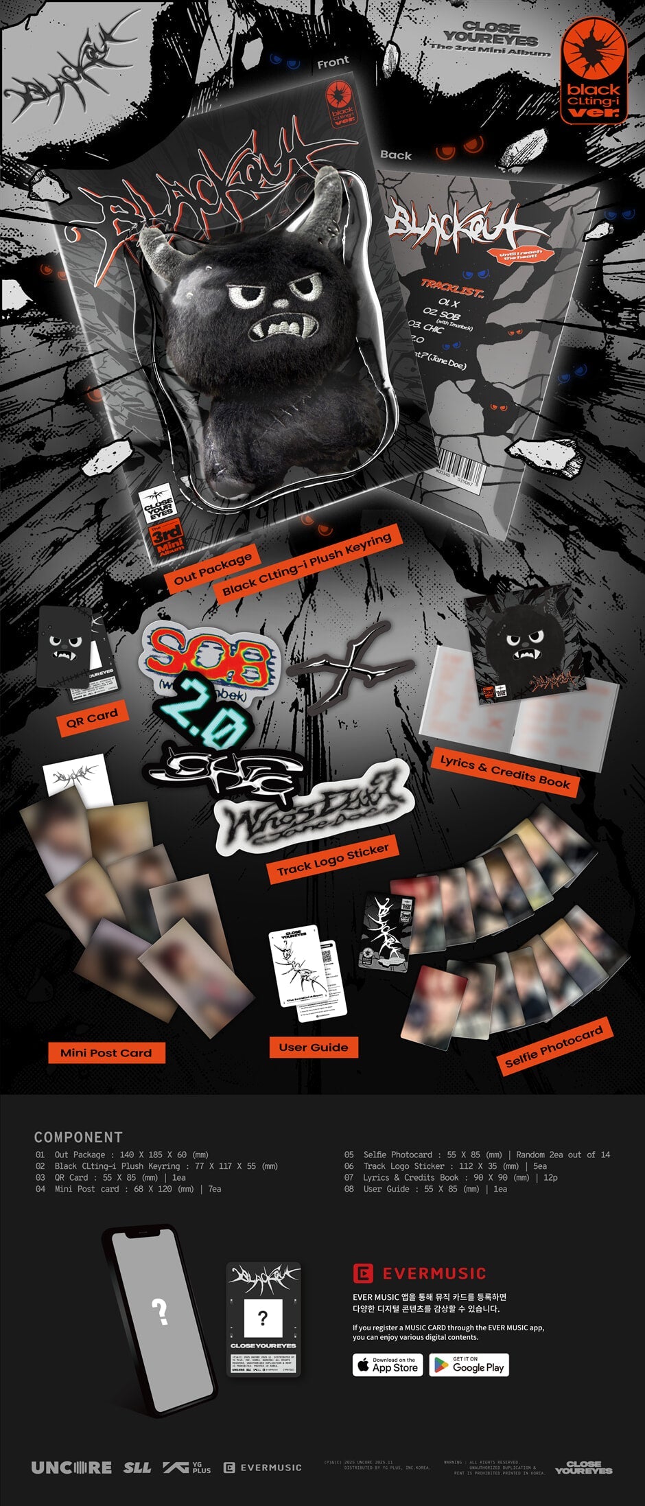 CLOSE YOUR EYES - blackout (3rd Mini Album) black CLting-i Ver.