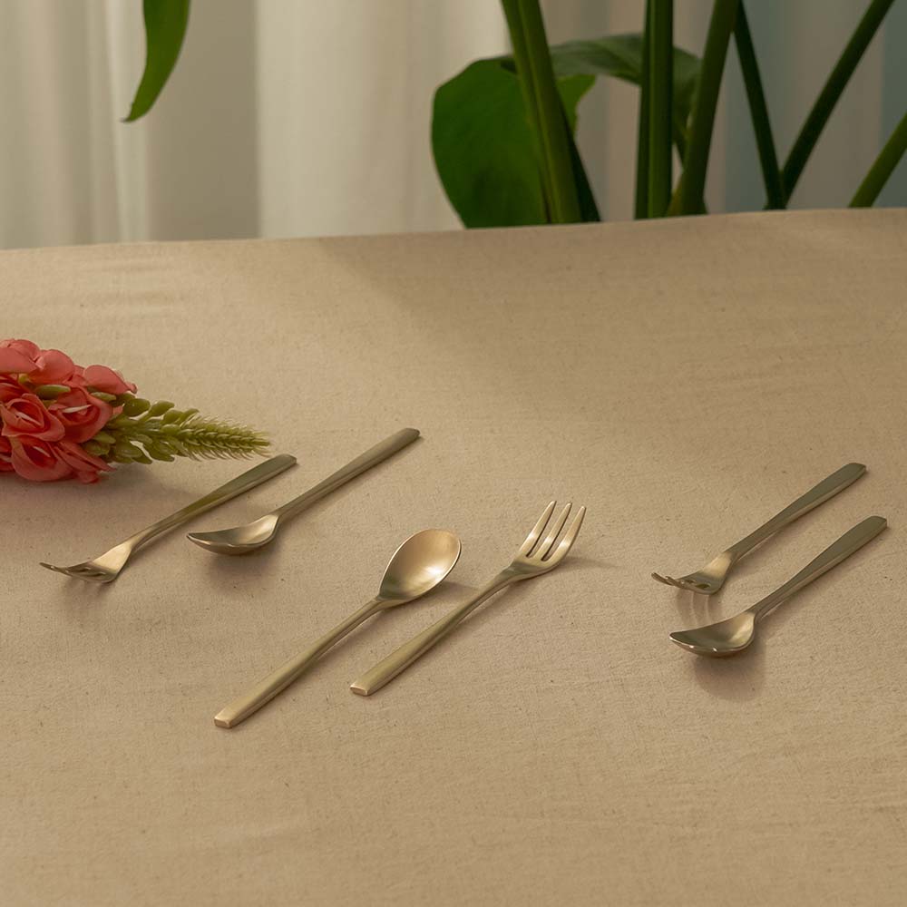 NOBBAN - Bangjja Yugi Bronze Dessert Teaspoon & Fork Set