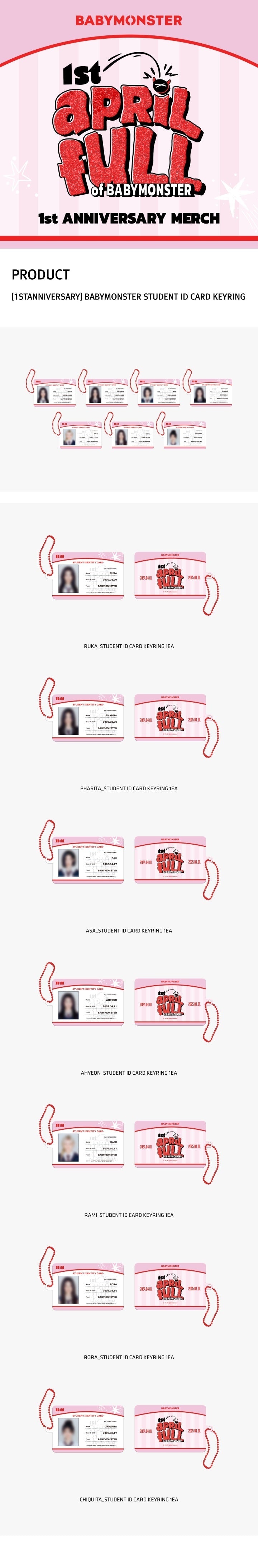 BABYMONSTER - 1ST ANNIVERSARY Student ID Card Keyring