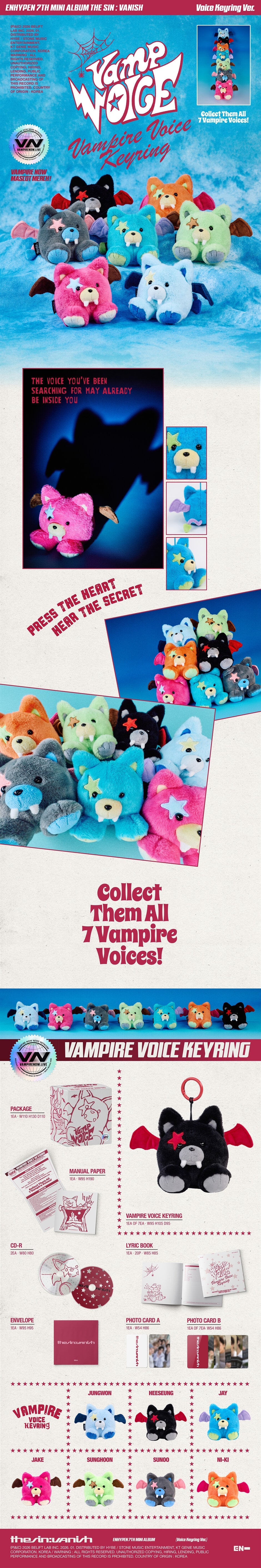 ENHYPEN - 7th Mini Album *THE SIN : VANISH* (Voice Keyring Ver. | Random Version)