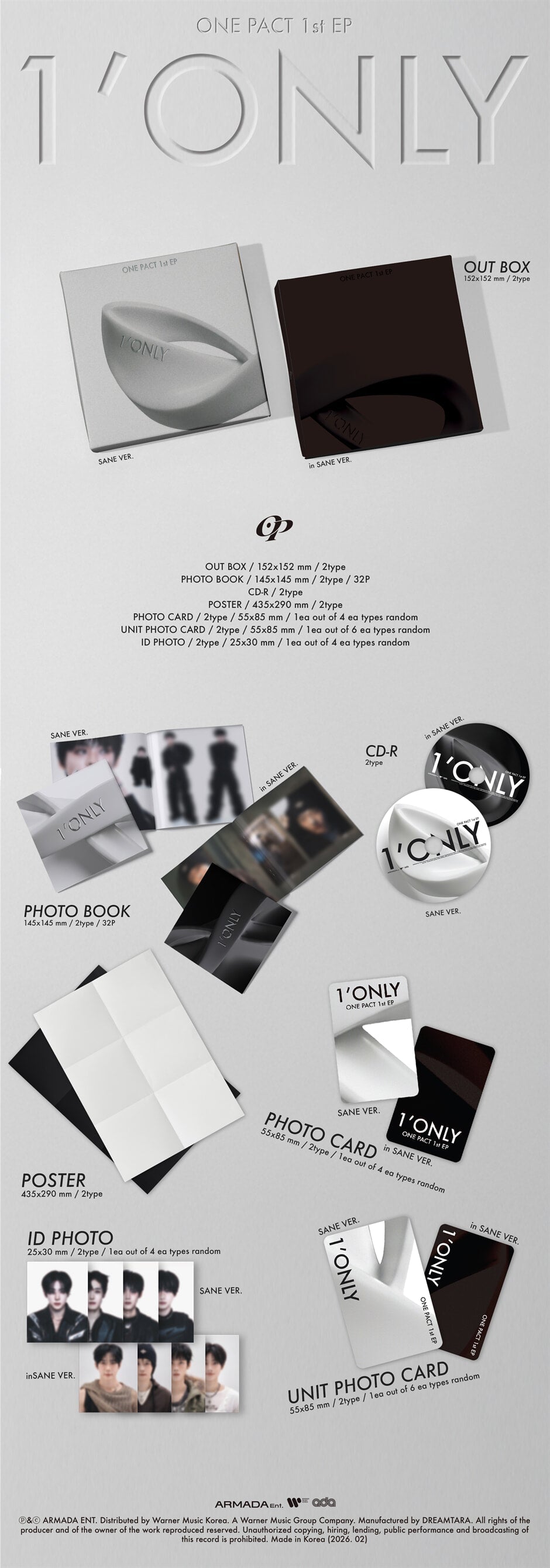 ONE PACT - 1'ONLY (1st EP Album) Random Ver.