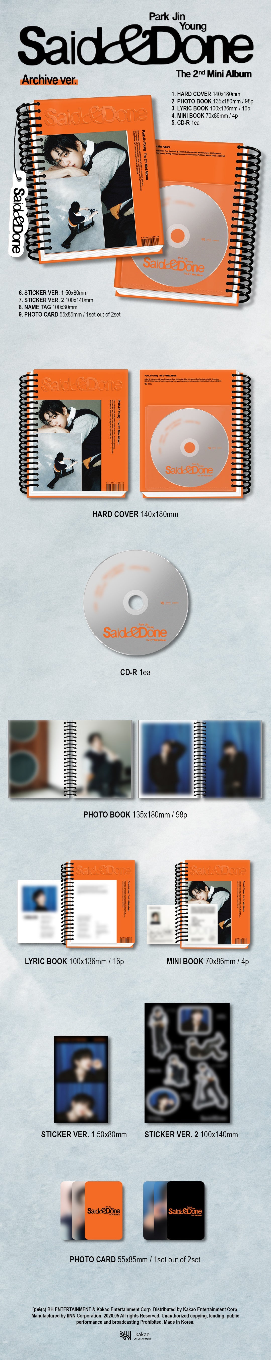 Park Jin Young - Said & Done (2nd Mini Album) Archive Ver.