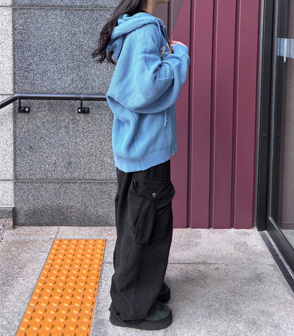 Huecloset - Lettering Hooded Zip-Up Knit (ATEEZ Wear)