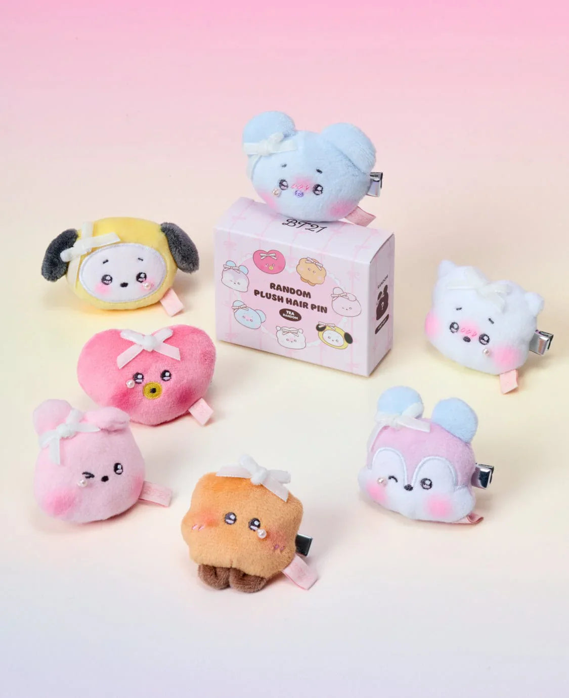 BT21 - Ribboned U Plush Hairpin (Random Design)