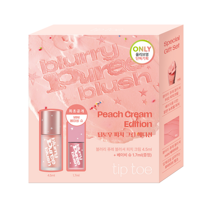 tip toe Blurry Puree Blush [Baby Chou Eiditon] F02 Peach Cream + Mini Blusher