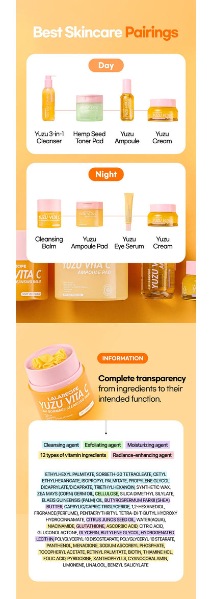 LALARECIPE - Yuzu Vita C 3-in-1 Gommage Cleansing Balm
