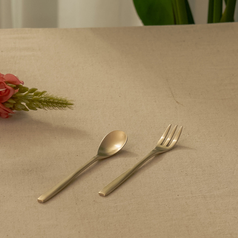 NOBBAN - Bangjja Yugi Bronze Dessert Teaspoon & Fork Set