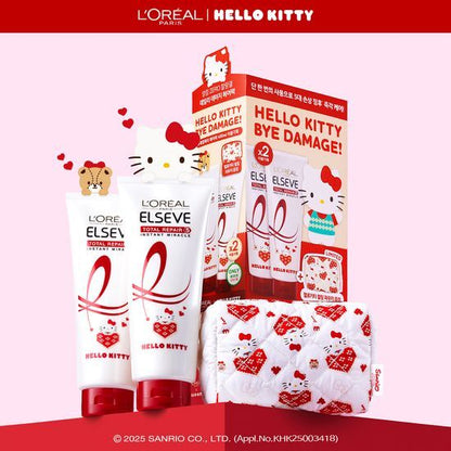 L'Oreal Paris Total Repair 5 Treatment 400ml (2ea) (HELLO KITTY Edition) + Pouch