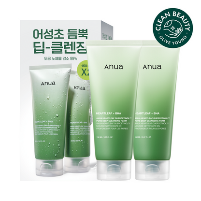 Anua - Heartleaf Quercetinol Pore Deep Cleansing Foam 150ml (1+1)