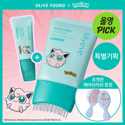 lilyeve - Scalp Turn Cica PDRN Brush Ampoule 100ml + 30ml + Jigglypuff Brush (Pokémon Collaboration)