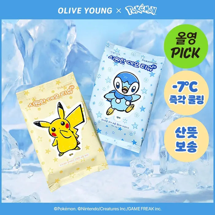 Shingmulnara - Cooling Deo Tissue 15 Sheets (1+1) (Pokémon Collaboration) - Pikachu + Piplup