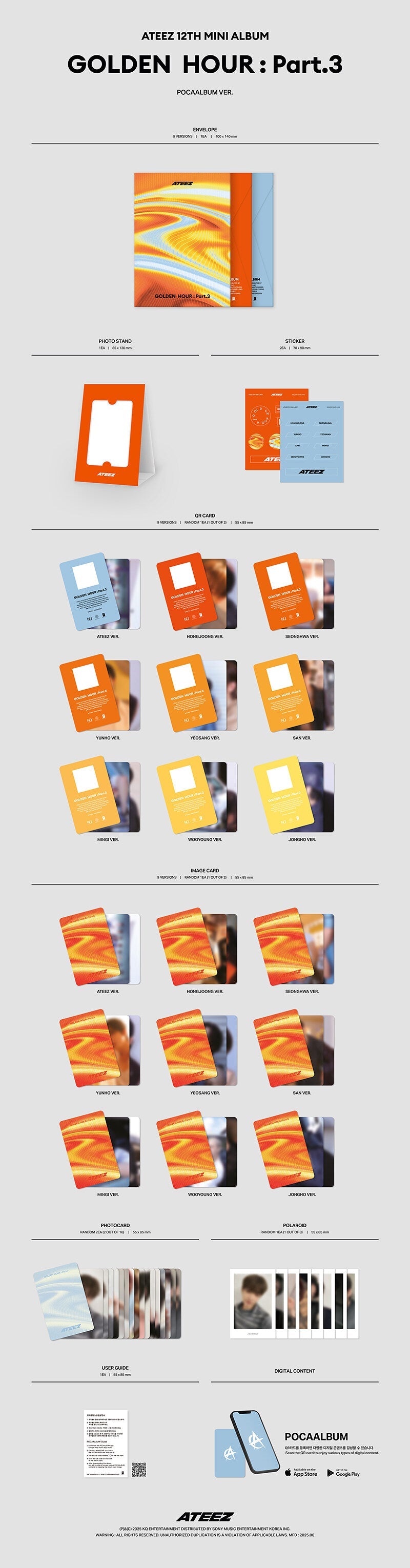 ATEEZ - 12th Mini Album *GOLDEN HOUR : Part.3* (POCAALBUM | Random Version) [Deals]