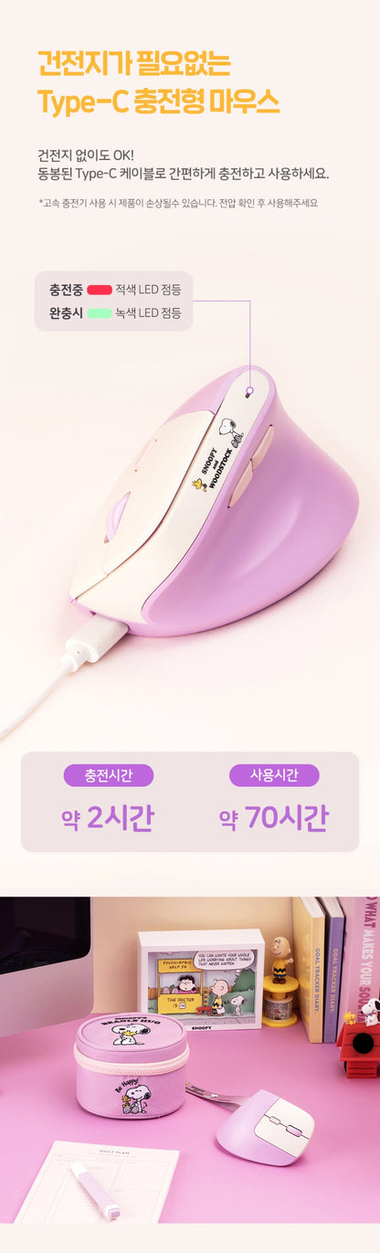 ROYCHE - Peanuts Snoopy Wireless Noise-Free Vertical Mouse
