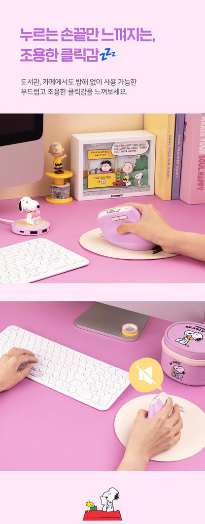 ROYCHE - Peanuts Snoopy Wireless Noise-Free Vertical Mouse
