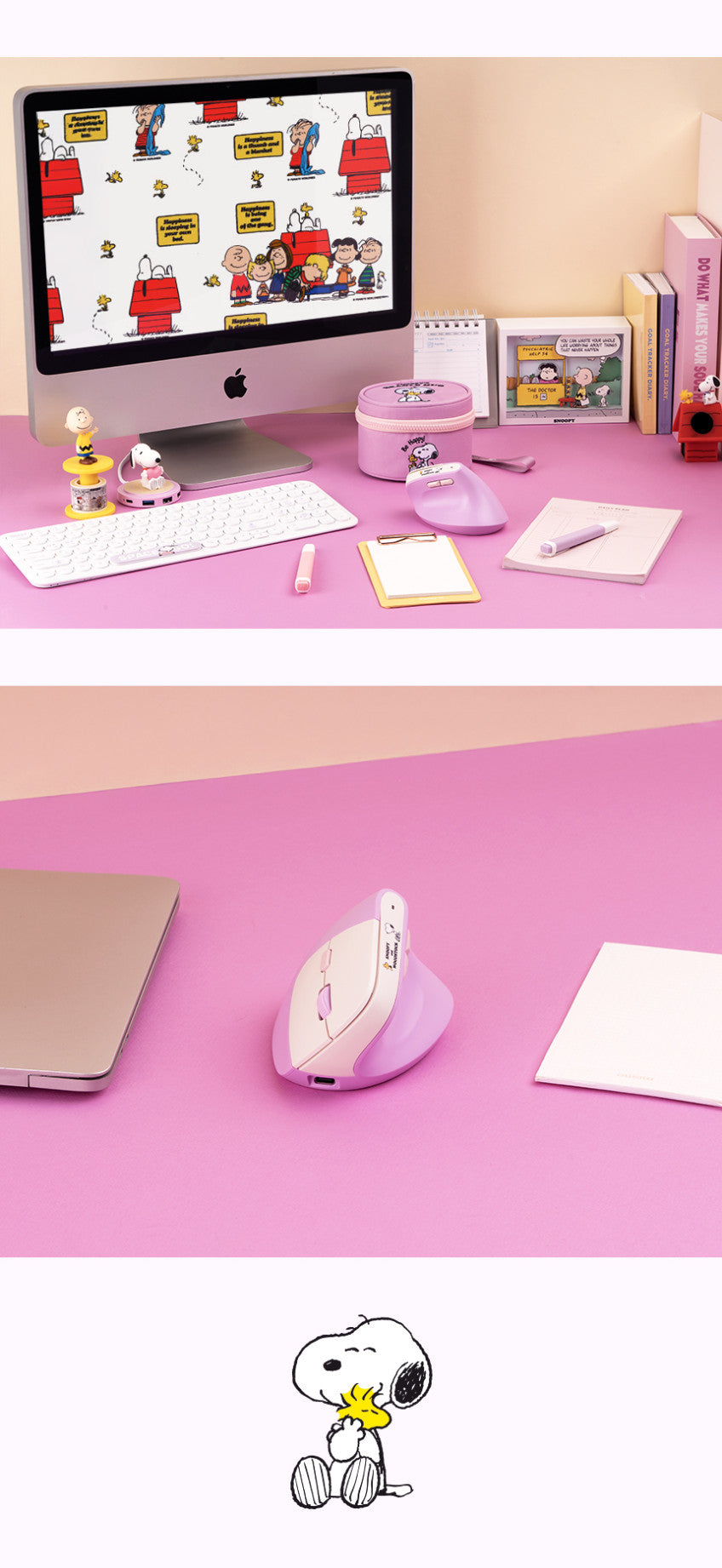 ROYCHE - Peanuts Snoopy Wireless Noise-Free Vertical Mouse
