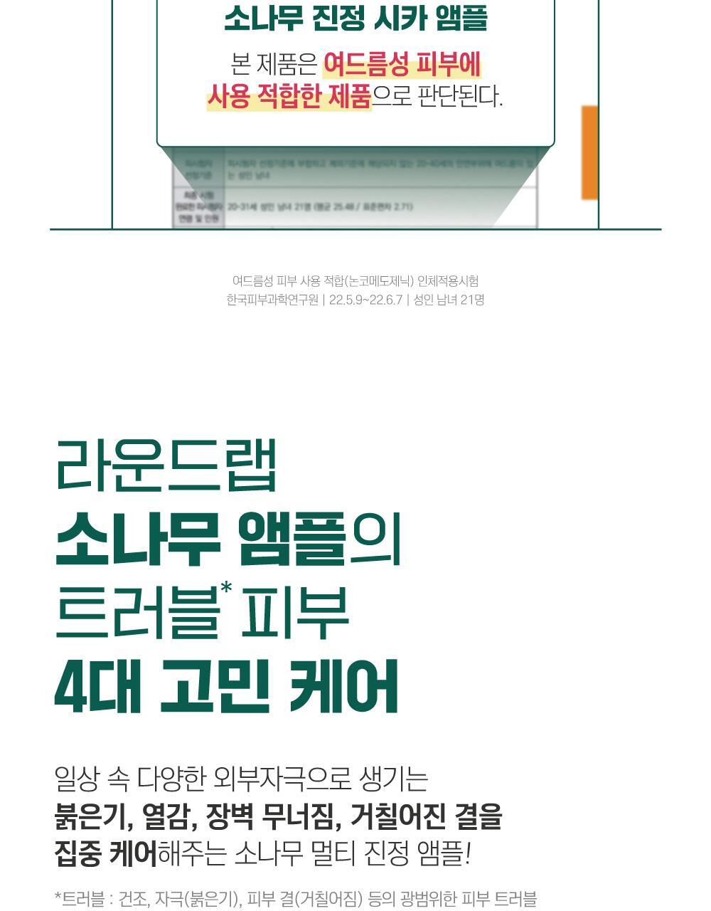 ROUND LAB X Nunmeongi - Pine Calming Cica Ampoule 30ml + Refill 30ml + Facial Mask + Sticker