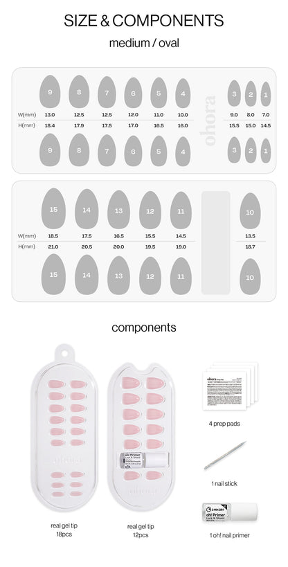 ohora - Cured Gel Press-On Nails (Medium Oval)