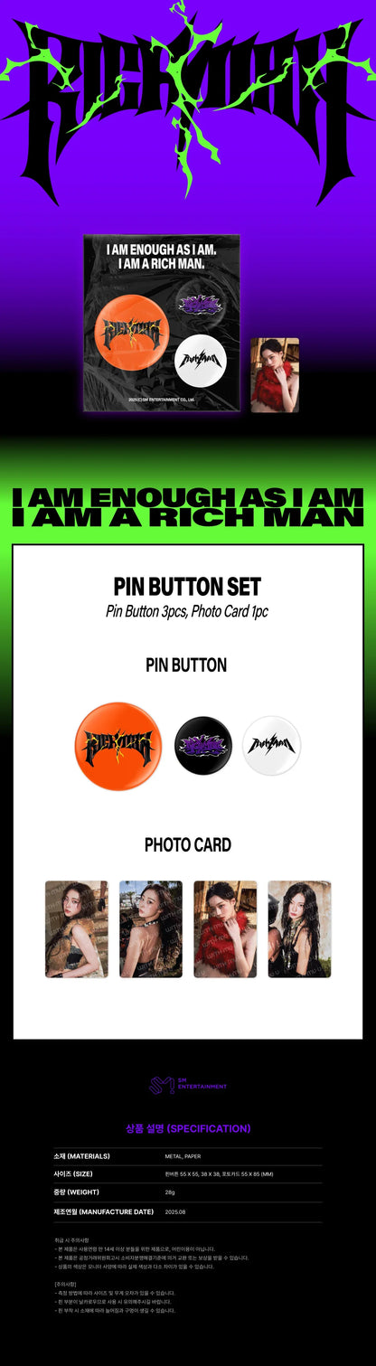 aespa - Pin Button Set (2025 aespa Week 'Rich Man' POP-UP Official MD) [PRE-ORDER]