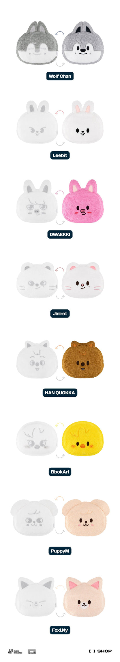 Stray Kids - [dominATE : celebrATE] SKZOO Reversible Face Pouch [Wolf Chan]