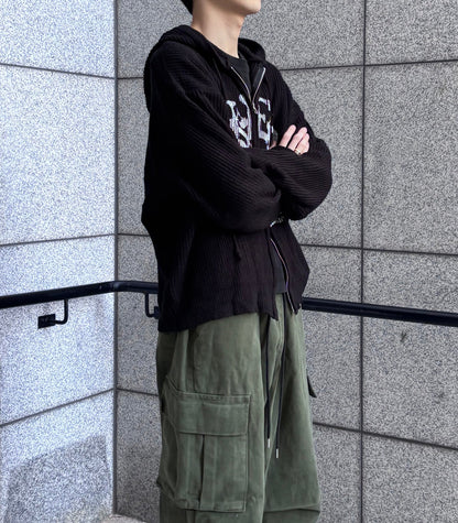 Huecloset - Lettering Hooded Zip-Up Knit (ATEEZ Wear)