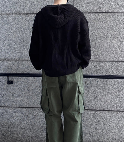 Huecloset - Lettering Hooded Zip-Up Knit (ATEEZ Wear)