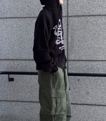 Huecloset - Lettering Hooded Zip-Up Knit (ATEEZ Wear)