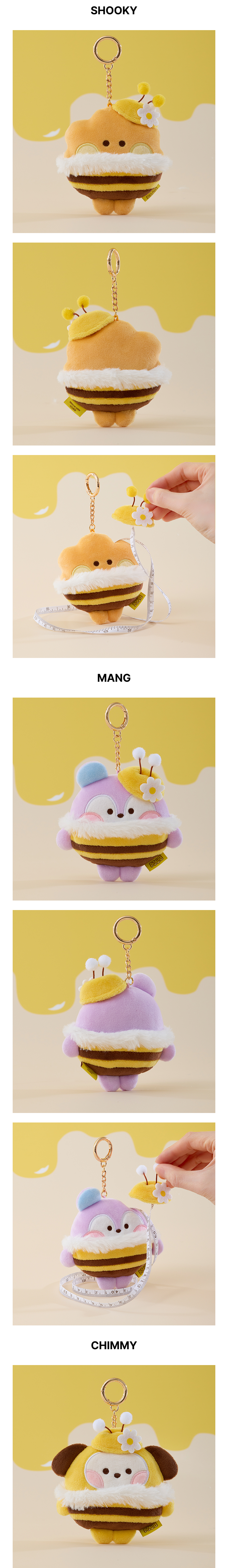 BT21 minini Measuring Tape Plush Keyring Honey Bee