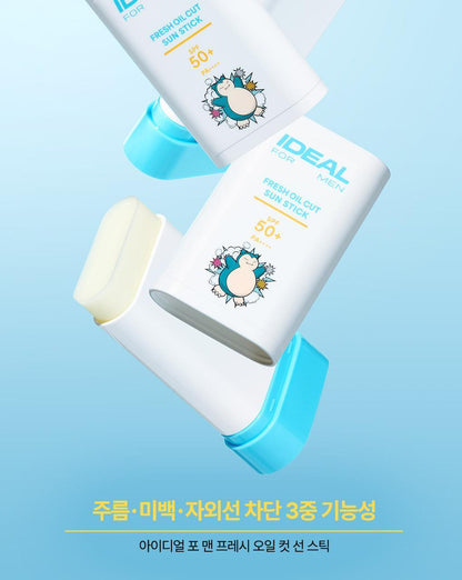 IDEAL FOR MEN - Fresh Oil Cut Sun Stick + Pokémon Cooling Patch 4ea (Pokémon Collaboration)