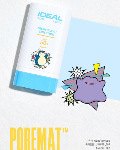 IDEAL FOR MEN - Fresh Oil Cut Sun Stick + Pokémon Cooling Patch 4ea (Pokémon Collaboration)