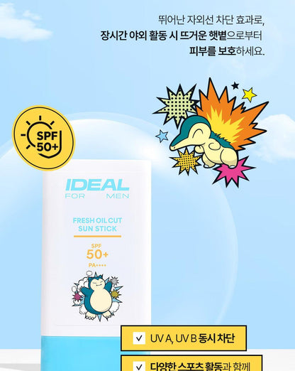IDEAL FOR MEN - Fresh Oil Cut Sun Stick + Pokémon Cooling Patch 4ea (Pokémon Collaboration)