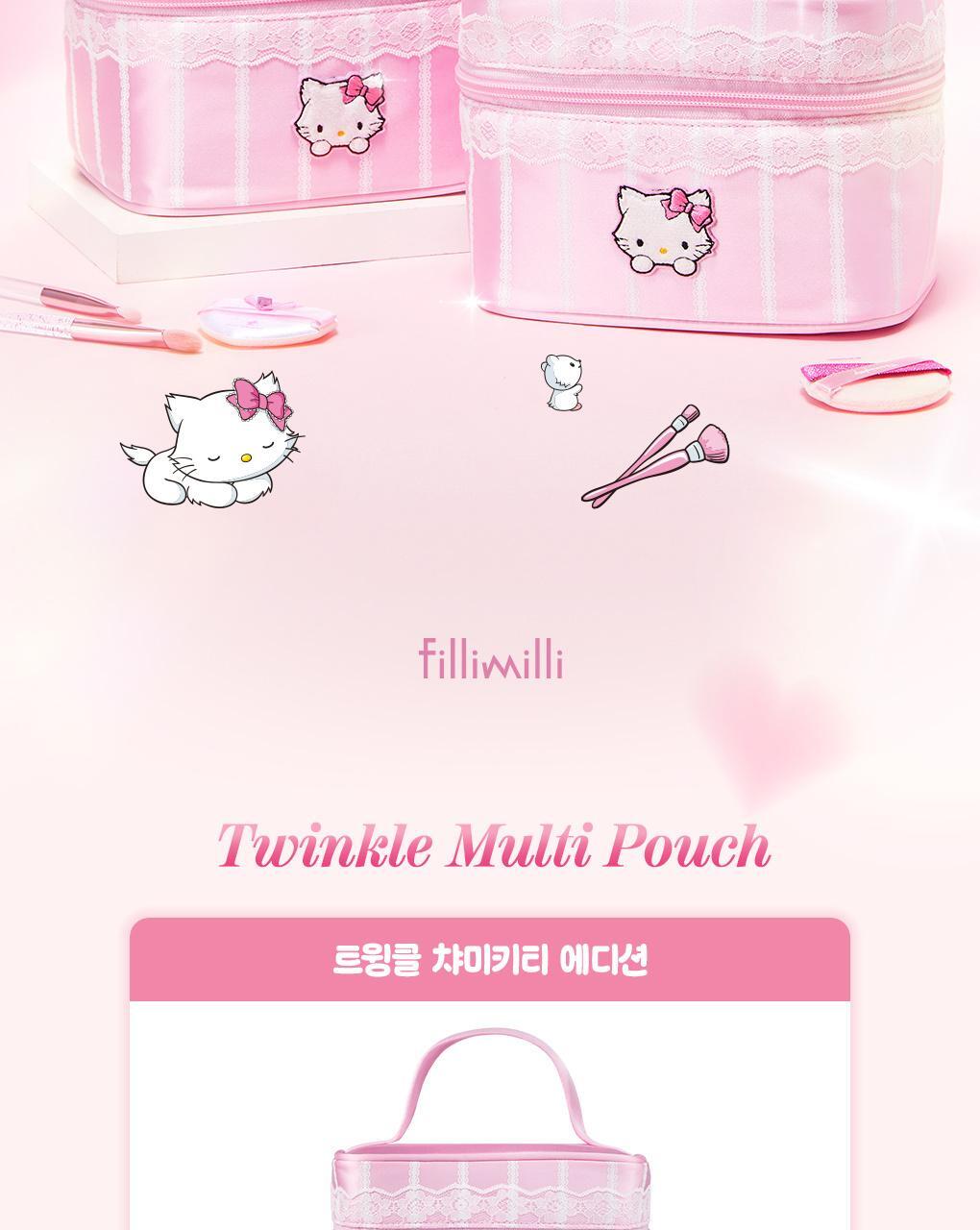 Fillimilli X CHARMMYKITTY - 3 Accessories (Multi Pouch / UV Protection 3-Fold Umbrella / Picnic Mat & Pouch)
