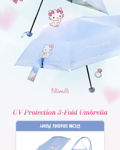 Fillimilli X CHARMMYKITTY - 3 Accessories (Multi Pouch / UV Protection 3-Fold Umbrella / Picnic Mat & Pouch)